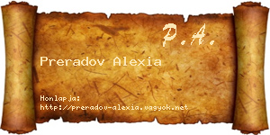 Preradov Alexia névjegykártya